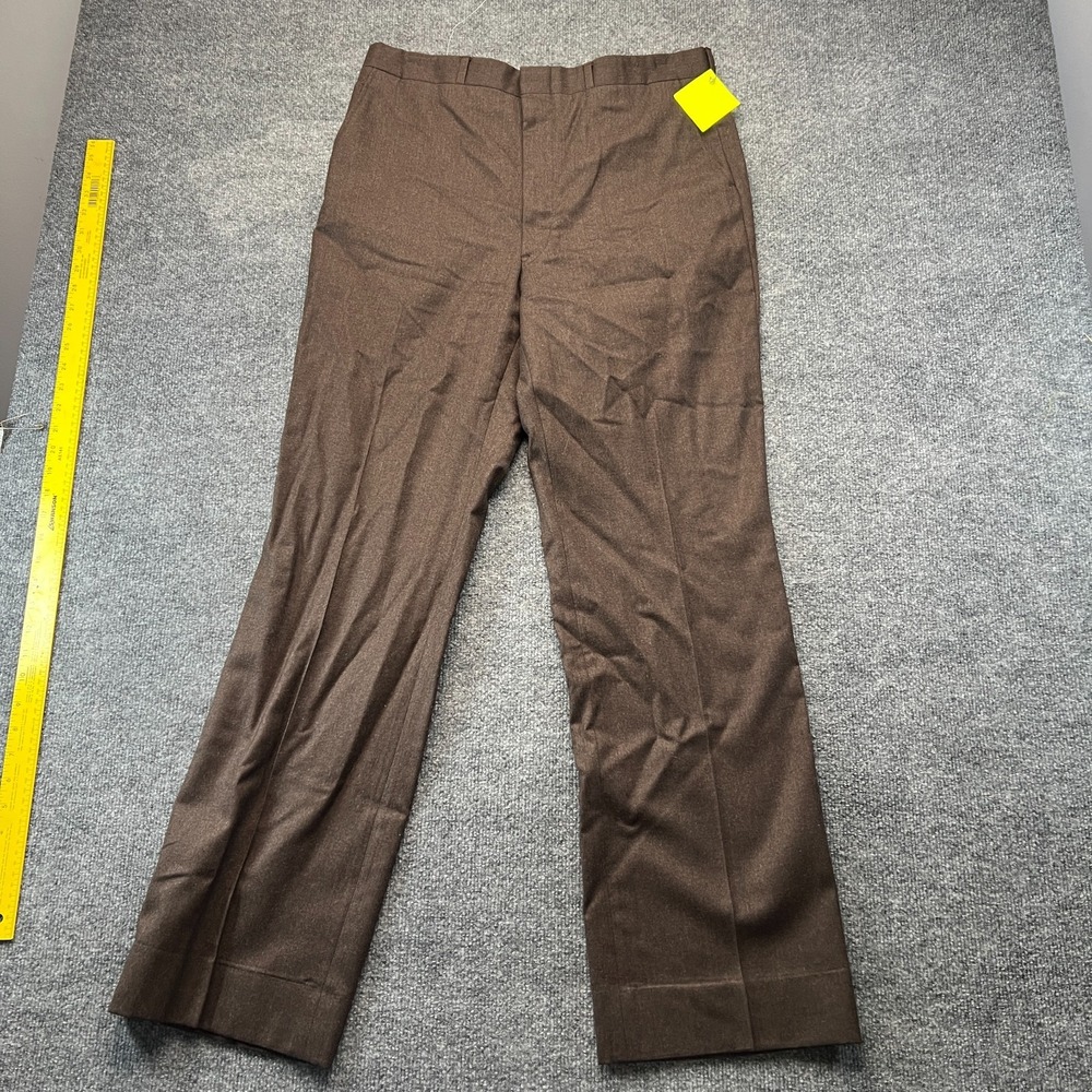 Vtg 80s Academy Award Clothes Champion Dress Pants Mens 36x35 Brown Wool Career